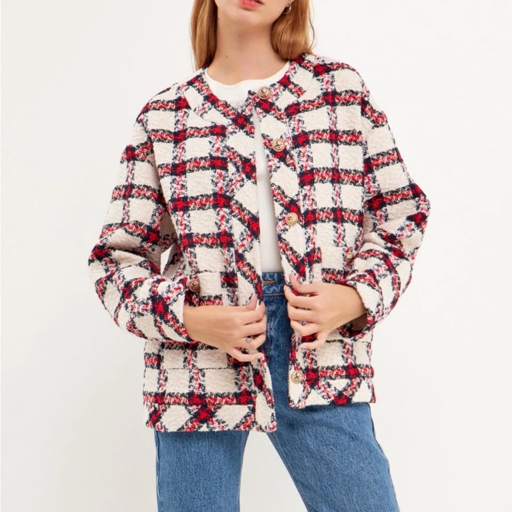 English Factory | Plaid Boucle/ Tweed Jacket
